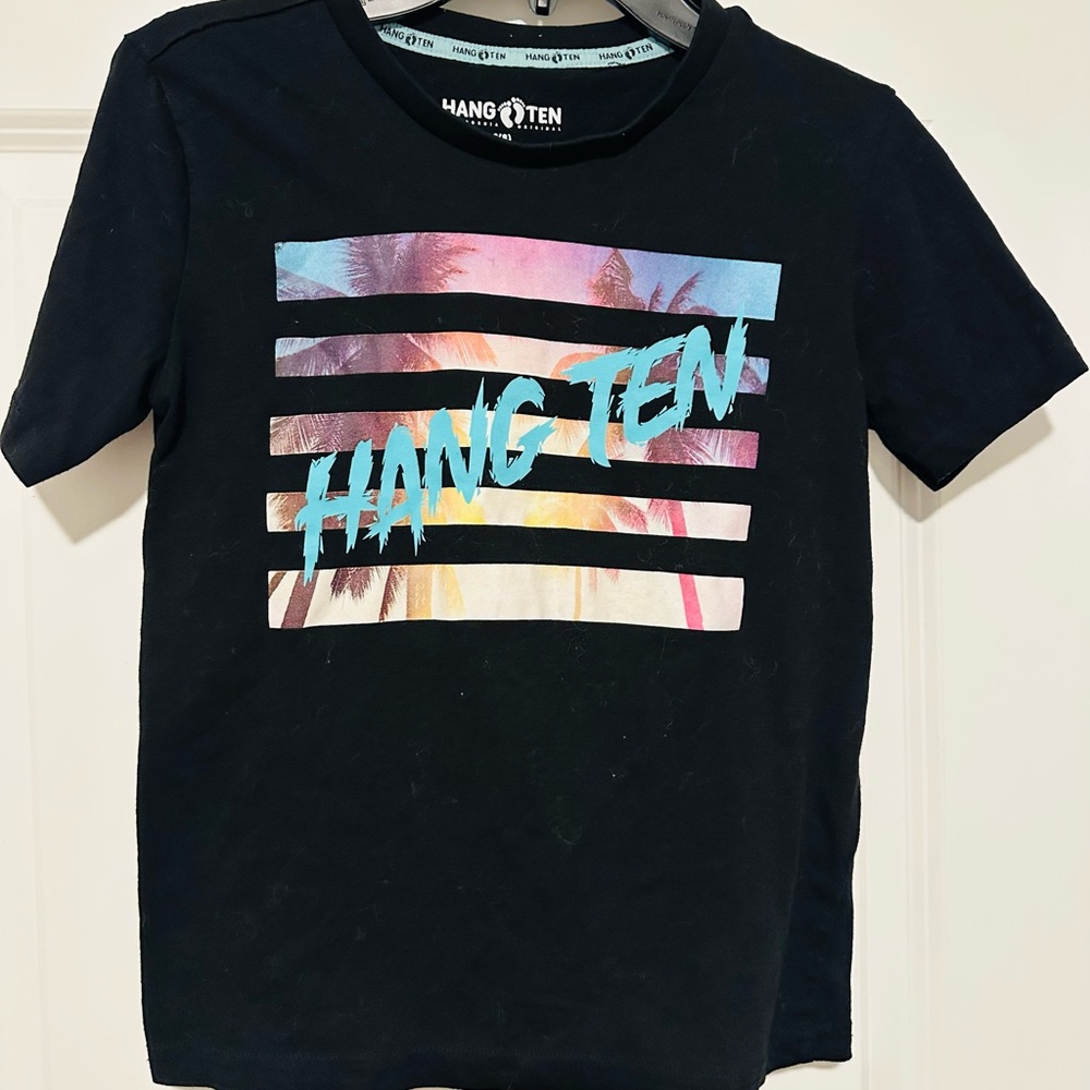 Hang Ten Kids Black Tee with Tropical Graphic